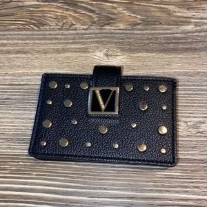 Victoria Secret Wallet Credit Card Black w/Gold Decor 5 Accordion Slots 4 x 2.5"